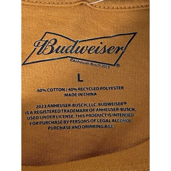 Budweiser King of Beers Tee Shirt Men's Size Large Short Sleeves Camel NWT - Picture 4 of 10